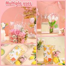 25 Pack 8"X3.1"X8" Clear Gift Bags, Square Transparent Gift Bags With Handles, Waterproof PVC Shopping Bags For Perfume, Bakery, Presents, Birthday Party Favor - Clear - View 5