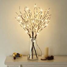 1pc 50 LED Copper Wire Birch Branch Lights, Fake Tree Branch Lights, Creative Tree Branch Decoration Suitable For House, Bedroom, Fireplace, Indoor Decor, Desk Decor, Decorative Lights, Christmas Decoration, Battery Powered, Batteries Not Included