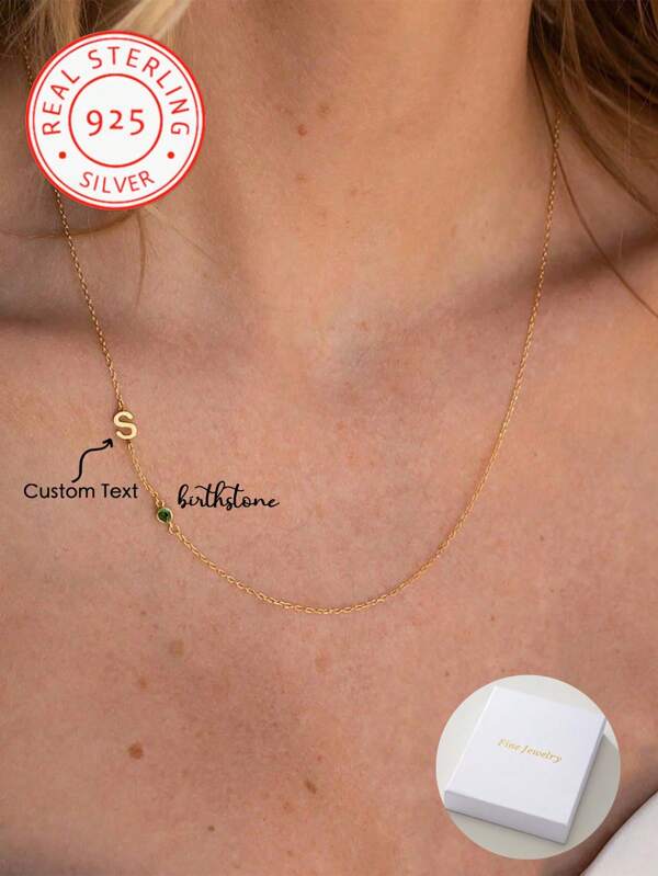 Eine elegante und einzigartige 12 Stein Geburtsstein mit englischen Initialen individualisierte 925er Silber Halskette, klassisch und wunderschön, als Überraschung zu Geburtstag und Feiertagen, für den täglichen Urlaub, Bankette, Partys und andere Anlässe zu tragen, einzigartiges Design, personalisiert und markant, modisch und exquisit, das perfekte Geschenk für Ihre Freunde, Partner und Familie zu Weihnachten, Thanksgiving, Valentinstag, Geburtstagen und Jahrestagen