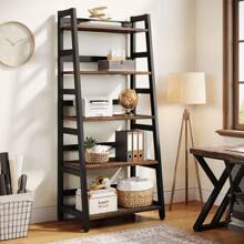 5-Tier Bookshelf Industrial Bookcase, 5 Shelf Ladder Shelf Book Storage Shelf Organizer For Living Room, Home Office