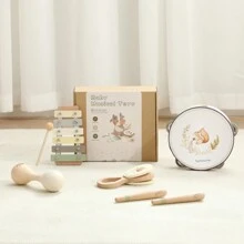 Infant & Toddler Musical Cognitive Stimulating Toy Set - Squirrel Printed Wooden Music Toy, Sensory Training, Coordination Development, Gentle Colors, Suitable For Boys And Girls