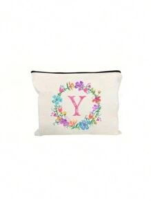 Personalized English Initials Cosmetic Bag,Chic Watercolor Floral Makeup Bag, Simple Zipper Beauty Bag, Versatile Toiletry Wash Bag For Girls Women,Portable, Lightweight & Fade-Resistant ,Travel Toiletry Bag-Pen Bag-Gift Bag, The Best Gift For Mothers, Daughters, Best Friends, Teachers And Friends, Birthdays Gifts,Must-Have Items For Graduation Season, Wedding Season And Other Festivals - Ideal Bridesmaid & Travel Gift - White - View 21