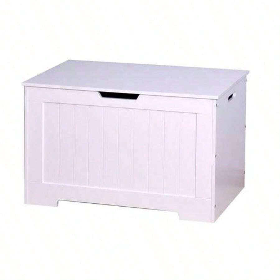 White Lift Top Entryway Storage Chest/Bench With 2 Safety Hinge, Wooden ...