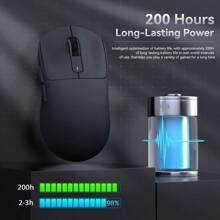 ATTACK SHARK X3 Pro 4K/8K Hz Mouse 59g SUPERLIGHT PixArt PAW3395 Gaming Sensor BT/2.4G Wireless/Wired Gaming Mouse 6 Adjustable DPI Up To 26000 200 Hrs Battery For Win11//PS/Black - B-黑色-X3PRO4/8K - 查看 8