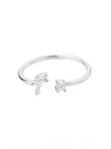1Pc Minimalist Initial Open Ring Cubic Zirconia Alphabet Letter Rings Fashionable Jewelry Accessories(No Gift Box)