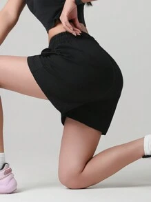 Quần short nữ mùa hè, màu trơn, có túi, kiểu dáng thường ngày, đa năng cho mặc hàng ngày, đi bộ đường dài, chạy bộ, đạp xe. Màu đen. - màu đen - Xem 8