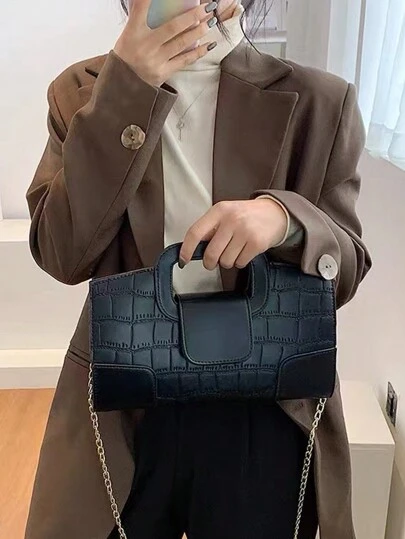 1 件女士手提包，2025 年春夏新款鳄鱼纹手拿包、手提包、单肩包、斜挎包、小包、优雅时尚女士钱包、链条肩带