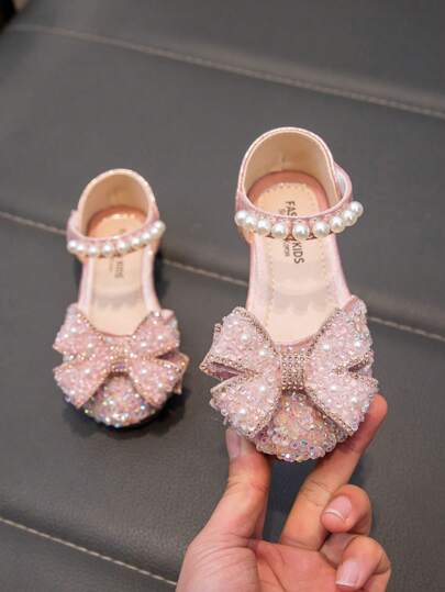 Kids Flat Shoes Cute Rhinestone Butterfly Glitter