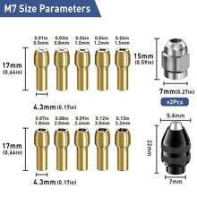 Drill Chuck Collet Set , 1/32" To 1/8" Replacement 4486 Drill Keyless Bit Chuck Shank Rotary Tool Quick Change Adapter With Replacement 4485 Brass Quick Change Rotary Drill Nut Tool Set