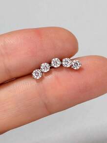 1PC Stainless Steel Crystal CZ Cartilage Helix Ear Piercing Tragus Lobe Curved Zirconia Stud Earrings Wedding Party Accessories Body Jewelry