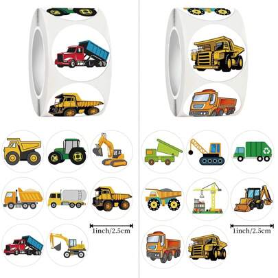 500 Stücke/Rolle Auto-Themen dekorative Aufkleber Rollen, geeignet für Geschenke, Kuchen, Umschläge, Handwerks-Dekoration, Etiketten & Kartenversieglung, Schulmaterial, Rückkehr zur Schule