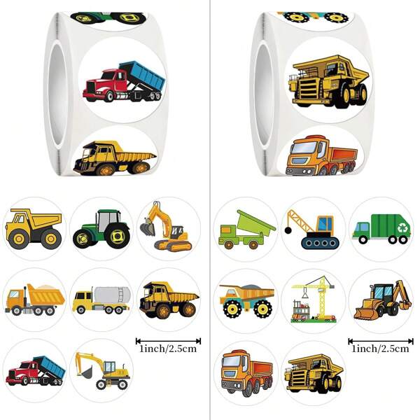 500pcs/Roll Car-Themed Decorative Sticker Rolls, Suitable For Gifts, Cakes, Envelopes, Handicraft Decoration, Labels & Card Sealing,School Supplies,Back To School