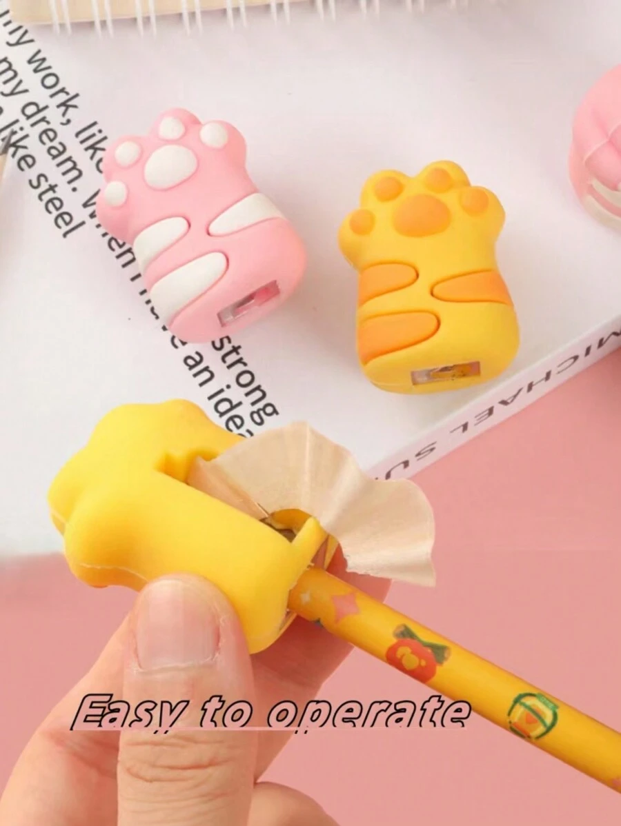 Cartoon Cute Cat Claw Shape Pencil Sharpener, Fast Sharpening Without Clogging, Easy To Open And Close, Keeps Clean - Multicolor - View 1
