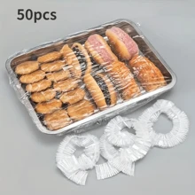 50 个可重复使用的弹性硅胶食品盖 - 透明可扩展盖子，适用于面包、水果、蔬菜和甜点 - 厨房必备储物配件，多用途，厨房冰箱剩余食物塑料密封盖，防臭防漏防尘可冷冻盖，食品储藏，适用于厨房、露营、餐厅 - 彩色 - 查看 2