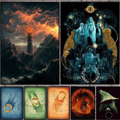 1pc Wall Art Poster Optional Frame Finger Battle Of The Two Towers The Fellowship Of The Ring The Battle Of The Five Armies Collection HD Collector's Poster Fan Collection Gift HD Quality Canvas Printing Fan Collection Hanging Paintings Family Living Room Bedroom Dining Room Cafe Art Painting Decoration Popular Room Decor