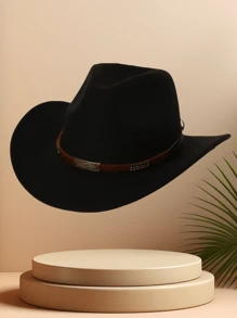 1 szt. Jednolity kolor metaliczny nit kontrastowy kolor kokarda kowbojski kapelusz zachodni unisex na podróże swobodny festiwal jazzowy kapelusz, odpowiedni do codziennego użytku - Wielokolorowe - Zobacz 19