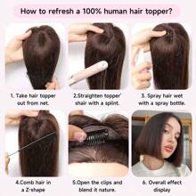 Human Hair Toppers For Women, 10 Inch Clip In Bangs 100% Human Hair Toppersfor Thinning Hair, 360° 3D Cover HairTopper Hair Extensions Hair Pieces With180% Density - Grey - View 6