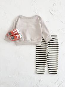 2 件套女婴蛋糕刺绣运动衫和裤子套装，春夏休闲