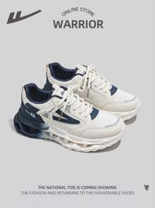 WARRIOR 1 Pair Men's Light Weight Breathable Mesh Sports Shoes, Lace-Up Front, Thick Sole, Low-Top Casual Outdoor Sneakers