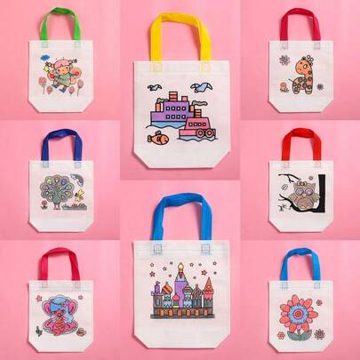 Bolsa con graffiti de diseño propio, bolsa de tela no tejida pintada a mano, adecuada para manualidades, bolsa de pintura de colores, bolsa de graffiti hecha a mano de tela no tejida, bolsa de tela pintada a mano, bolsa de regalo de colores, bolsa de tela pintada a mano, desarrollo creativo de bolsa de tela