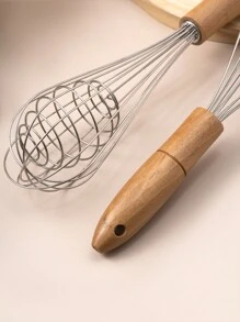 木制手动搅拌器、厨房蛋糕面糊搅拌器、打蛋器、奶油搅拌器 - 彩色 - 查看 3