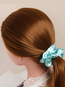 5pcs Set Spring/Summer Shiny Satin Hair Scrunchies, Solid Color Casual Bohemian Polyester Hair Accessories, All Season