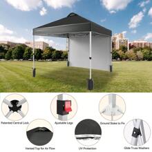 Canopy Tent 10x10, Pop-Up Canopy Tent With 1 Sidewall, Outdoor Shade With Carry Bag, Easy Up Sun Shelter, Portable Instant Camping Beach Canopy Tents - Black - View 6