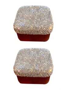 1 件奢华闪亮水钻珠宝盒、化妆垫、戒指、手镯、耳环、项链收纳盒，紧凑便携设计，适合梳妆台和旅行 - 銀色 - 查看 9