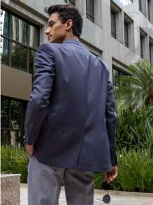 Men's Slim Sport Blazer In Lead Gray, Smooth Microfiber Fabric And High-Quality Fittings. Versatile Piece And Ideal For Formal Events, Parties Or At Work. - Màu xám đen - Xem 2