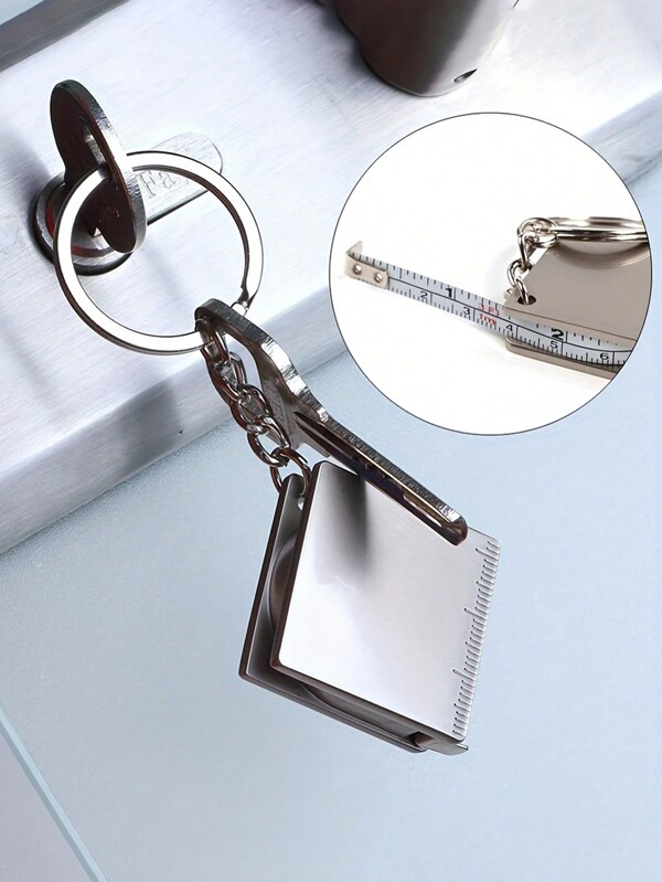 1Pc Personalized Custom Text Stainless Steel Telescopic Tape Measure - Made Of Zinc Alloy Material, A Practical And Stylish Metal Tape Measure - With A Keychain, Easy To Carry, An Essential Measuring Tool For Daily Life - A Surprise Gift For Couples, Fathers