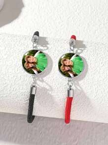 Set de 2 pulseras de amistad personalizadas con foto para mejores amigos, pulseras de amistad rojas y negras adecuadas para miembros de la familia, hermanos, parejas, como regalo - Multicolor - Ver 3
