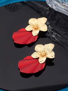 1 par de aretes de flor de oro con cristales de estrás en estampado de leopardo, personalizados, adecuados para mujer en calle, citas, bodas, fiestas y uso diario