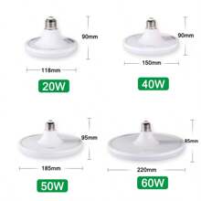 CANMEIJIA E27 LED 灯泡，高亮度节能吸顶灯泡，方形/圆形 UFO 强力家用照明光源，220V，30W/40W/50W/60W，适用于客厅、浴室、卧室、书房、衣柜、厨房、走廊、车库、门廊、楼梯、阁楼，根据使用需求选择合适尺寸