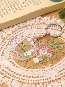 1 Piece Custom Keychain Circular Acrylic Keychain High Transparency Acrylic Keychain Car Key Decoration Accessories Custom Text Suitable For Holiday Gifts, Valentine's Day Gifts, Mother's Day Gifts, Keychain, Bag Charms, School Supplies, For Teenagers, Junior High School Students, Middle School Students, High School Senior High School Students, College Students, University Students, Freshman, Sophomore, Underclassmen,Delicate Romance, Utilitarian Chic - Multicolor - View 5