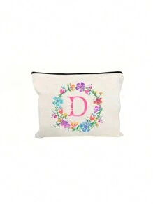 Personalized English Initials Cosmetic Bag,Chic Watercolor Floral Makeup Bag, Simple Zipper Beauty Bag, Versatile Toiletry Wash Bag For Girls Women,Portable, Lightweight & Fade-Resistant ,Travel Toiletry Bag-Pen Bag-Gift Bag, The Best Gift For Mothers, Daughters, Best Friends, Teachers And Friends, Birthdays Gifts,Must-Have Items For Graduation Season, Wedding Season And Other Festivals - Ideal Bridesmaid & Travel Gift - White - View 15