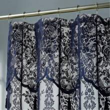 WARM HOME DESIGNS Navy Blue Lace Shower Curtain With Attached Valance And Tassels. Luxury Vintage Shower Curtain In 5 Sizes And 6 Colors. - 藏蓝色 - 查看 3