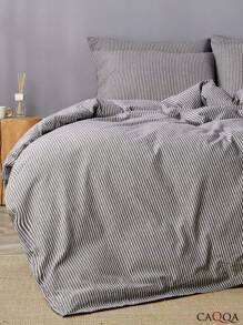 CAQQA Bộ chăn ga gối đệm cotton Thổ Nhĩ Kỳ dệt 2/3 món | Vỏ chăn và vỏ gối, Bộ chăn ga gối đệm hiện đại cho phòng ngủ, 150*200 cm, 200*200 cm, 200*220 cm, 220*240 cm - Xám - Xem 4