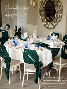 5 件/10 件深绿色缎带椅子腰带领带丝带椅子腰带结蝴蝶结适用于招待会家庭聚会活动宴会仪式婚礼装饰品