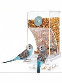 1pc Clear Acrylic No-Mess Automatic Seed Dispenser Bird Feeder - Spill-Proof Easy-Refill Cage-Mountable-Perfect For Parrot Budgie Canary Cockatiel Finch And Small Bird Owners