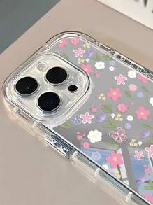 1pc Bloemen & Vlinder Grafisch Transparant Zacht Telefoonhoesje Compatibel met Iphone 11/12/13/14/15/16 Pro Max, Meisjes Stijl