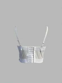 Rhinestone Bustier Crop Corset Cami Top - White - View 2