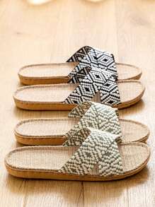 Unisex Linen Slippers, Non-Slip Indoor Outdoor Sandals For Spring Summer Autumn, Beach Holiday Home