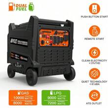 AIVOLT 8000 Watts Dual Fuel Portable Inverter Generator Super Quiet Gas Propane Powered Electric Start Outdoor Generator For Home Back Up Travel RV Camping, 50 State Approved - 10000 瓦雙燃料 - 查看 2