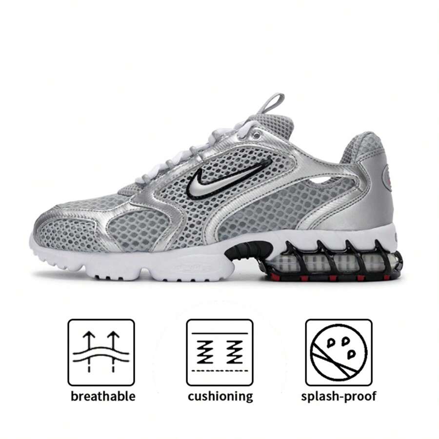 AIR ZOOM SPIRIDON CAGE 2 Casual Shock-Absorbing Sports Running Shoes For Men, CJ1288-001 - Black/White/Metallic Silver/Dark Red/Light Smoke Gray - View 1