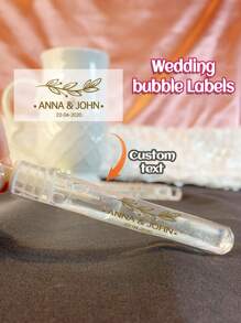 23/45/95pc Custom Wedding Bubble Tube Stickers, Personalized Name And Date Bubble Wand Stickers, PVC Material, Custom Wedding Reception Stickers, Transparent Bubble Stickers, Waterproof Stickers For Drinks And Glass,Back To School Supplies - Multicolor - View 29