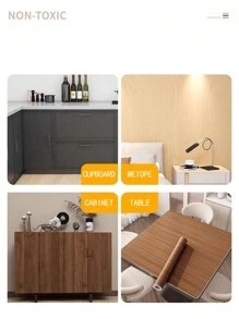 1 卷木纹厨房贴纸、自粘贴纸、防水可移除墙纸、适用于厨房、台面、橱柜装饰的 PVC 材料墙纸。 - 彩色 - 查看 8