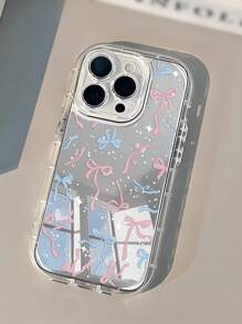 1 件女孩粉色蝴蝶结波尔卡圆点透明镜面软手机壳适用于 11/12/13/14/15/16 Pro Max 防水防震防摔防刮 - 彩色 - 查看 2