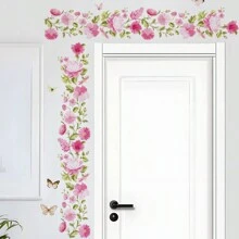 清新粉色花朵装饰墙贴，可移除，适用于酒店、民宿、办公室、商场、卧室、浴室、厨房 房间装饰 家居装饰 墙壁装饰 浴室装饰 卧室装饰 房间装饰用品 客厅装饰 家居装饰 客厅墙纸贴纸 个性贴纸 - 彩色 - 查看 2