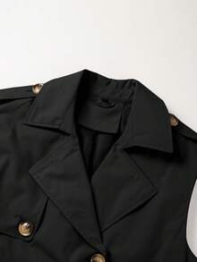 Women's Mid-Length Commuter Windbreaker With Pockets And Belt - An Ideal Choice For Spring And Autumn - Black - View 9