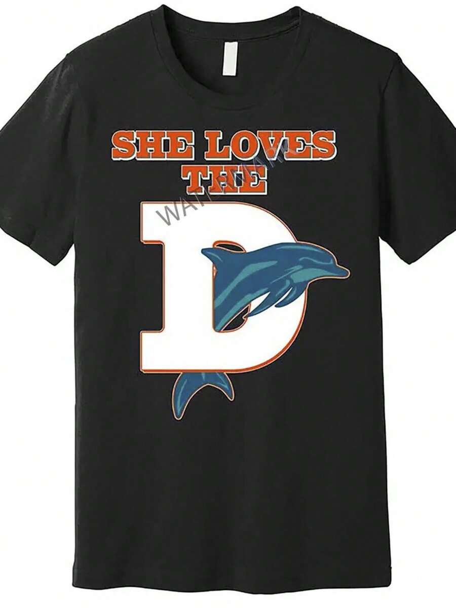 It's Interesting That He Likes Football1 Piece, 100% Cotton, Printed T-Shirt, Seasonal Casual Men's T-Shirt, Round Neck Cotton Short-Sleeved T-Shirt, Holiday Gift. - Black - View 1
